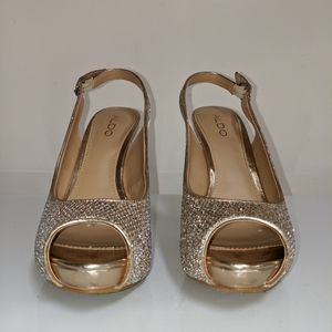 Gold Open Toe Pump Sandal, 8.5 from Aldo.
